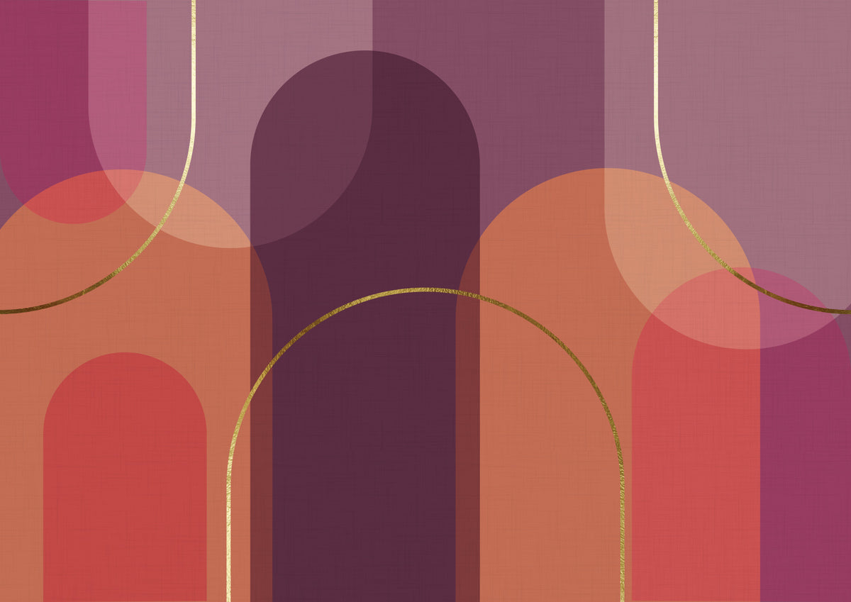 Retro Sunset Curves Wall Mural