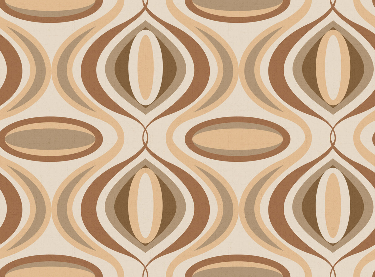 70s Wiggly Earth Tones Wallpaper⁠ in your room — zoomed