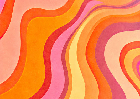 Retro Groovy Wavy Watercolor Summer Colors Wall Mural