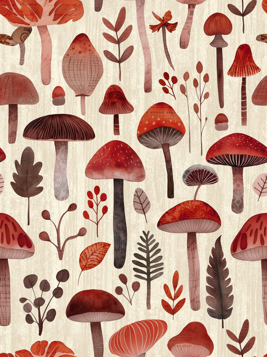 Cottagecore Red Mushrooms Woodland Vibes Wallpaper⁠