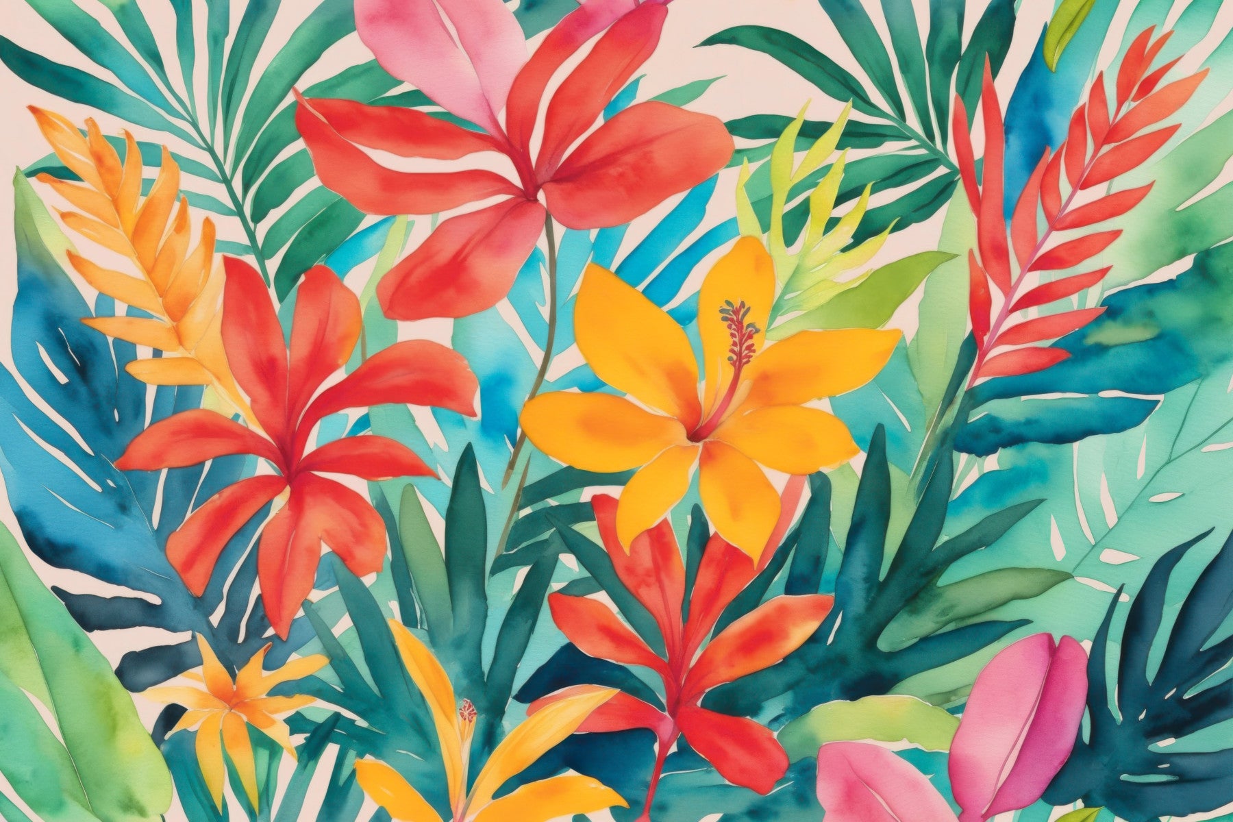 Colorful Tropical Escape  Wall Mural