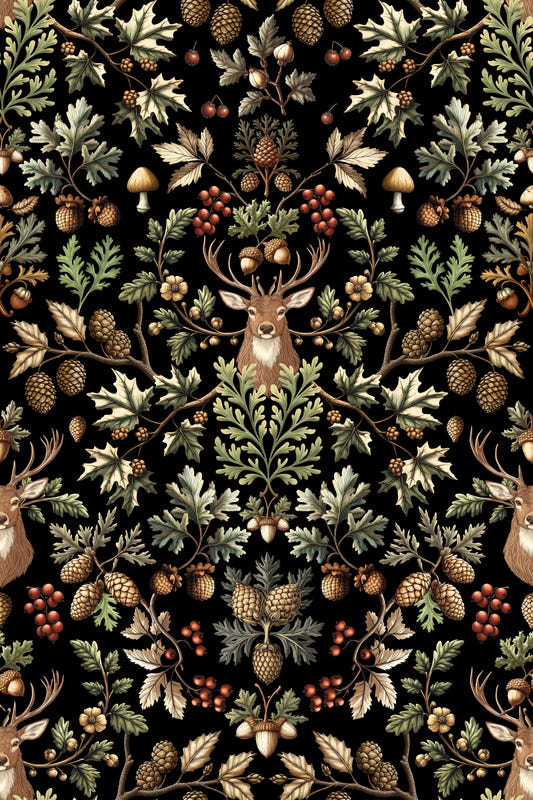 William Morris Vintage Woodland Black Wallpaper⁠