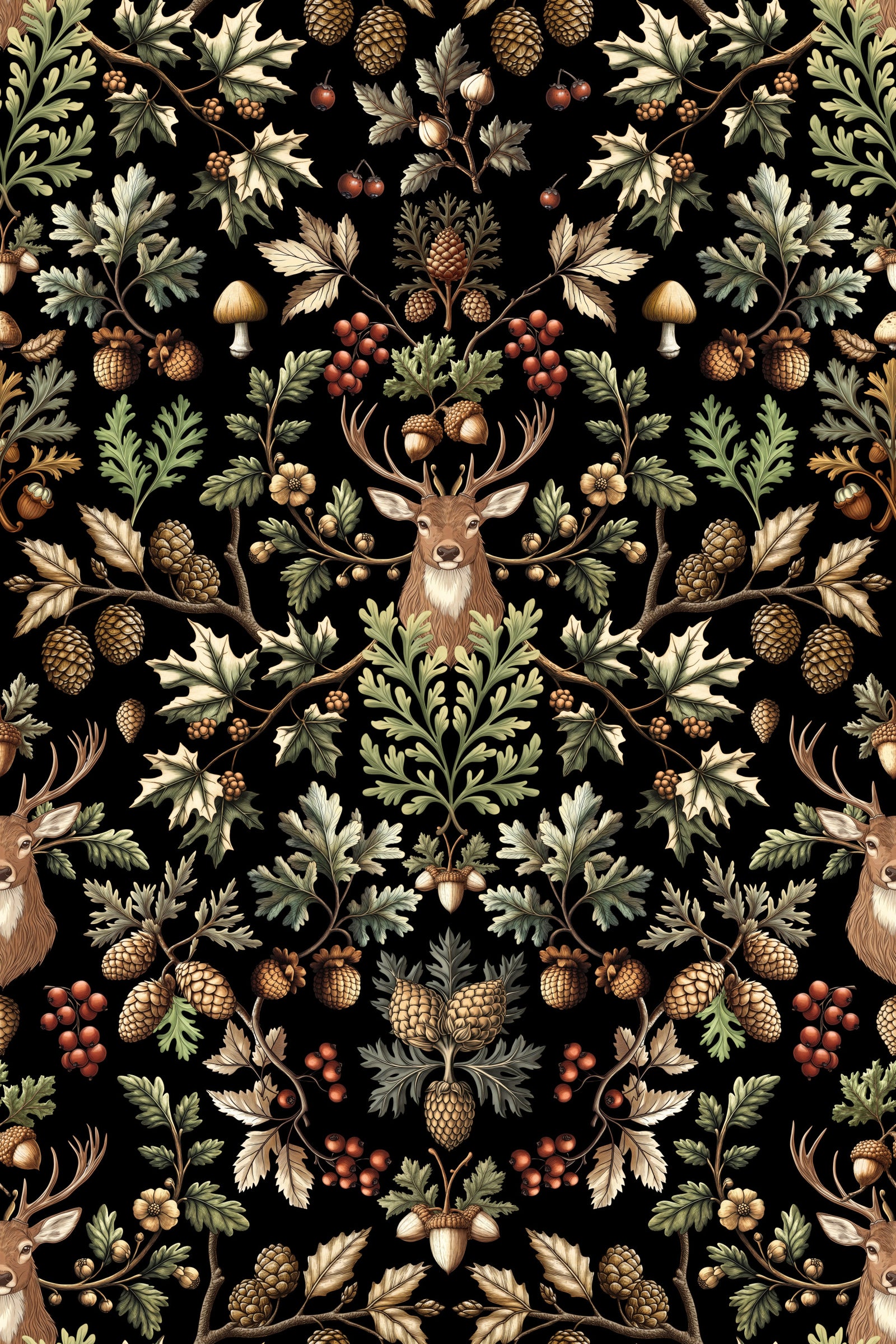 William Morris Vintage Woodland Black Wallpaper⁠