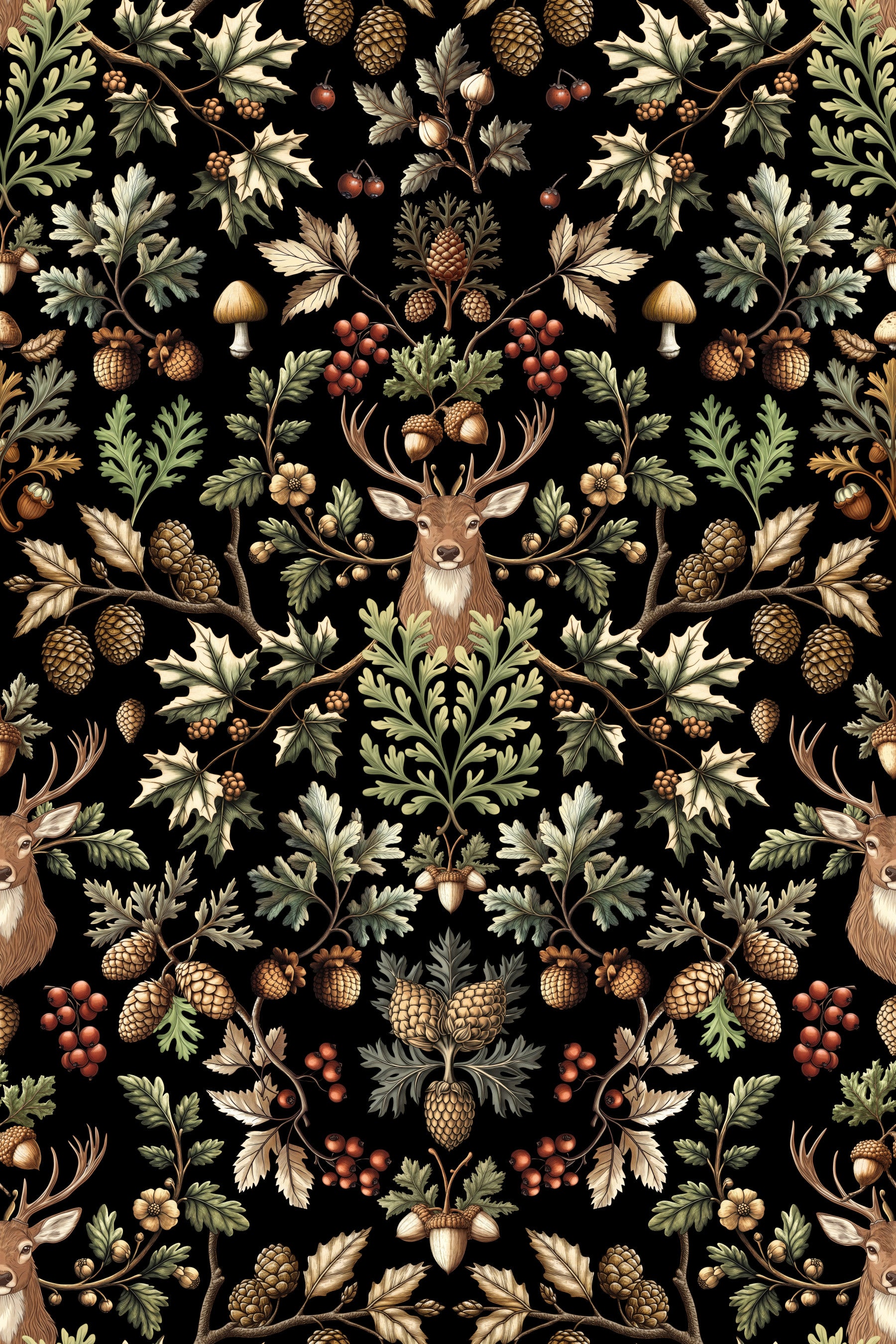William Morris Vintage Woodland Black Wallpaper⁠