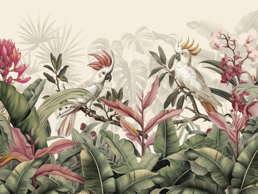 Tropical Cockatoo Birds Forgotten Paradise Wall Mural