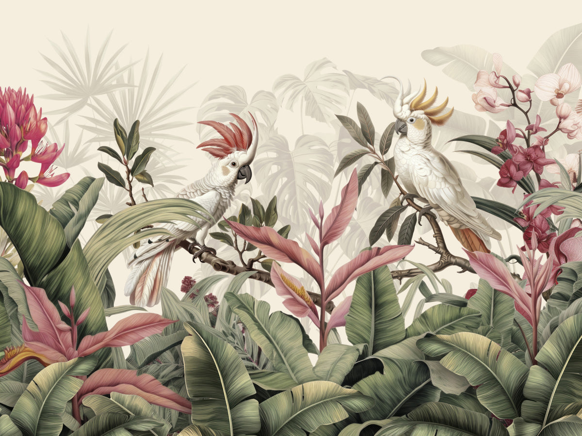 Tropical Cockatoo Birds Forgotten Paradise Wall Mural