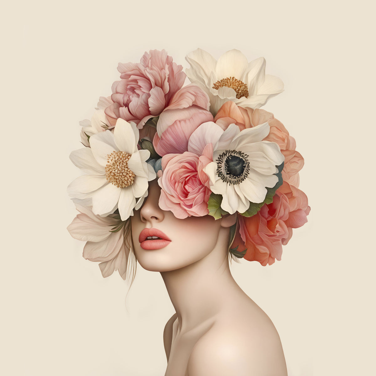 Blooming Beauty Floral Elegance Wall Mural in your room — zoomed