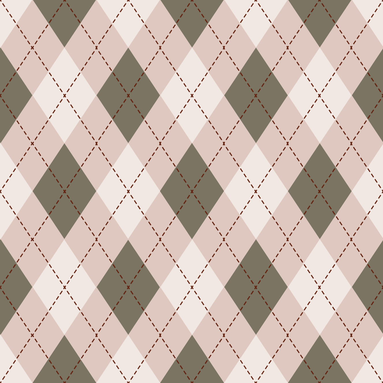 Classic Argyle Pattern Sage and Baby Pink Wallpaper⁠