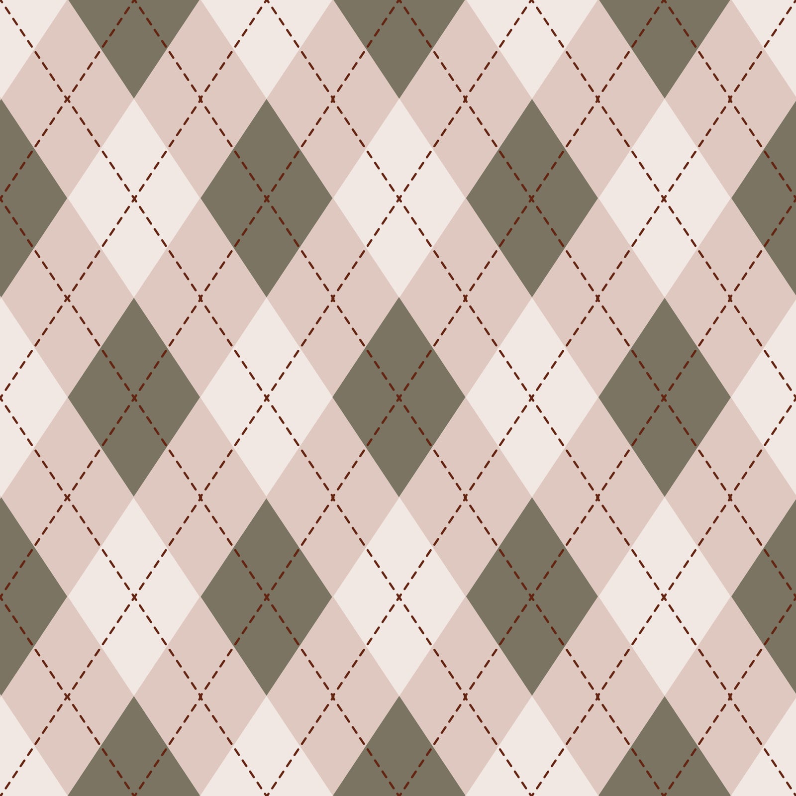 Classic Argyle Pattern Sage and Baby Pink Wallpaper⁠