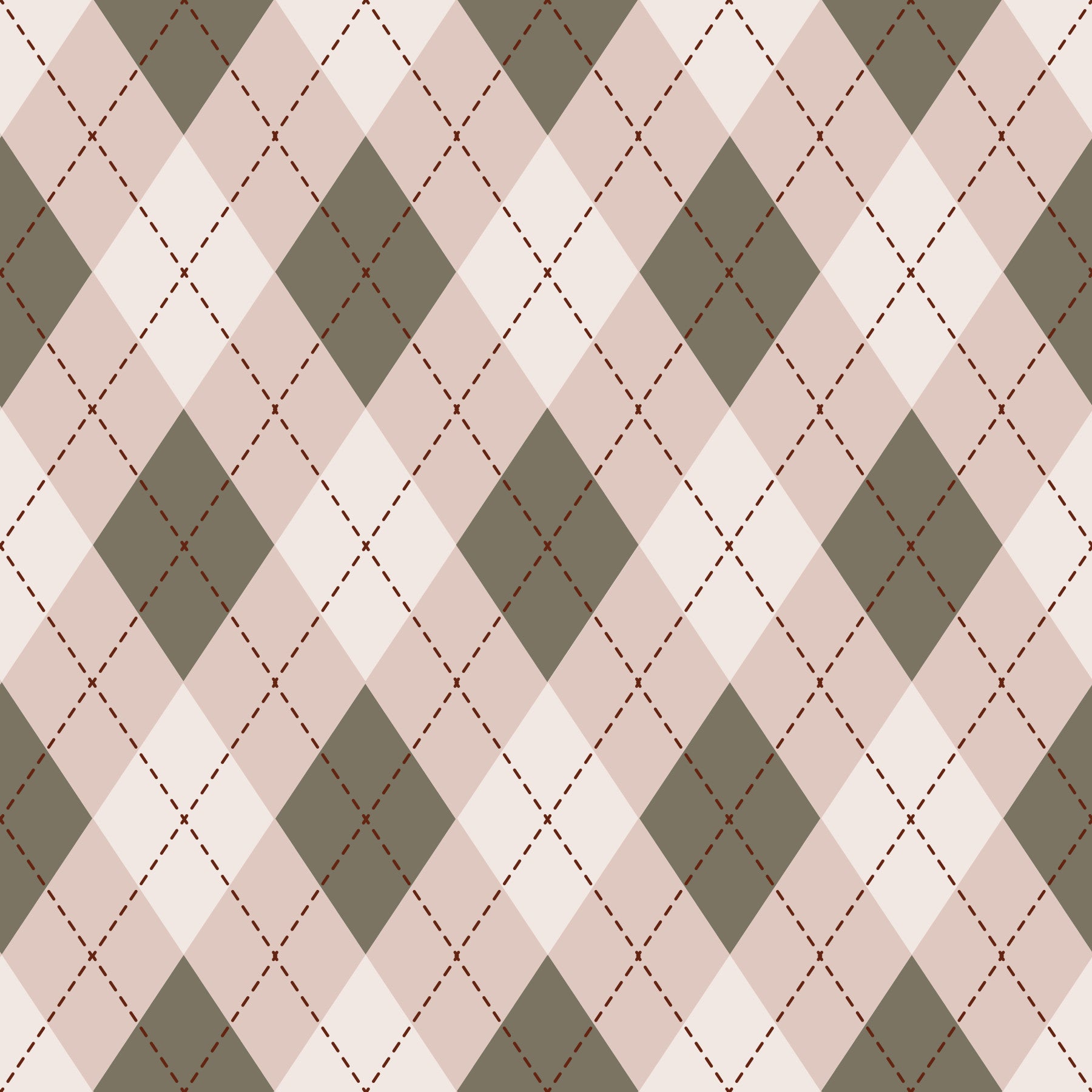 Classic Argyle Pattern Sage and Baby Pink Wallpaper⁠