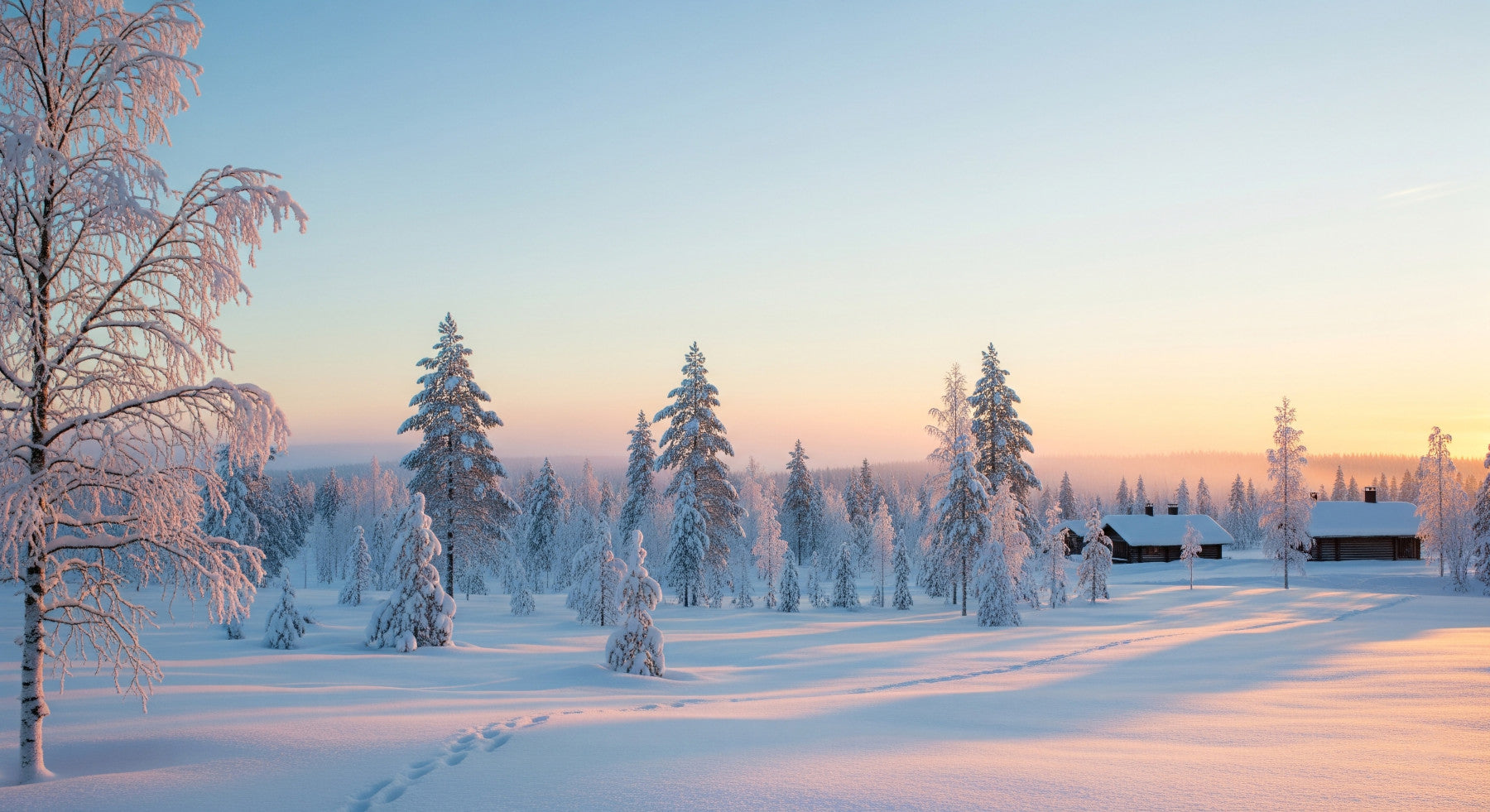 Snowy Forest Sunrise Wall Mural