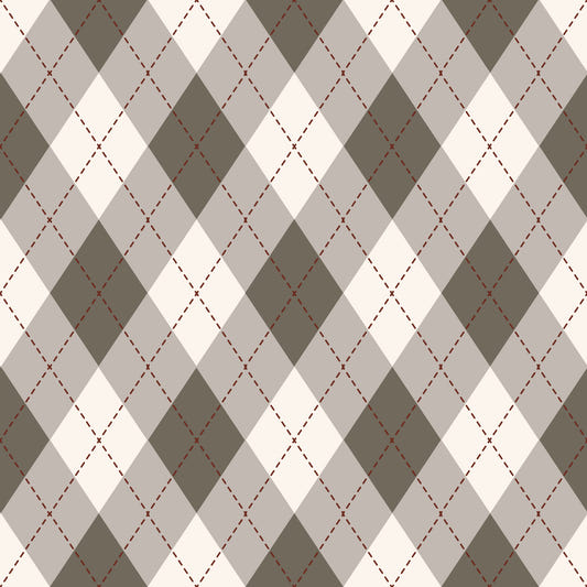 Classic Argyle Pattern Dark Sage and Beige Wallpaper⁠
