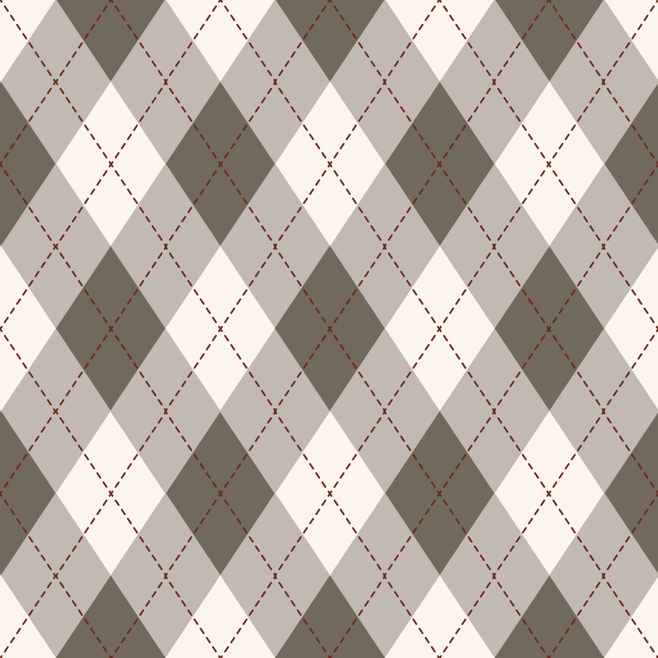 Classic Argyle Pattern Dark Sage and Beige Wallpaper⁠