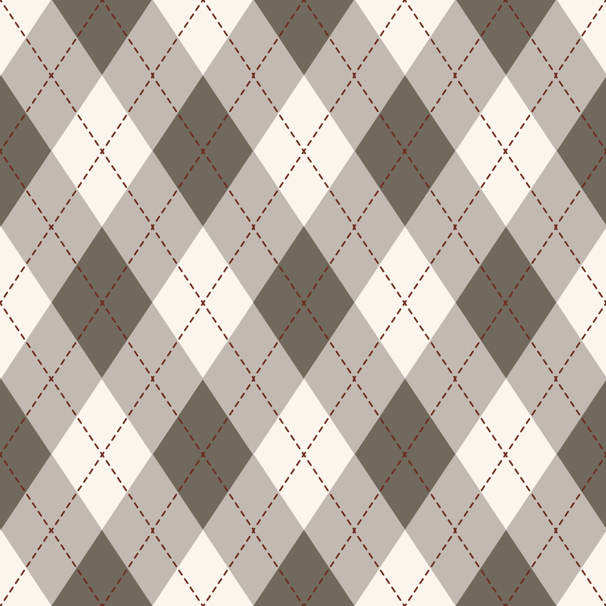 Classic Argyle Pattern Dark Sage and Beige Wallpaper⁠