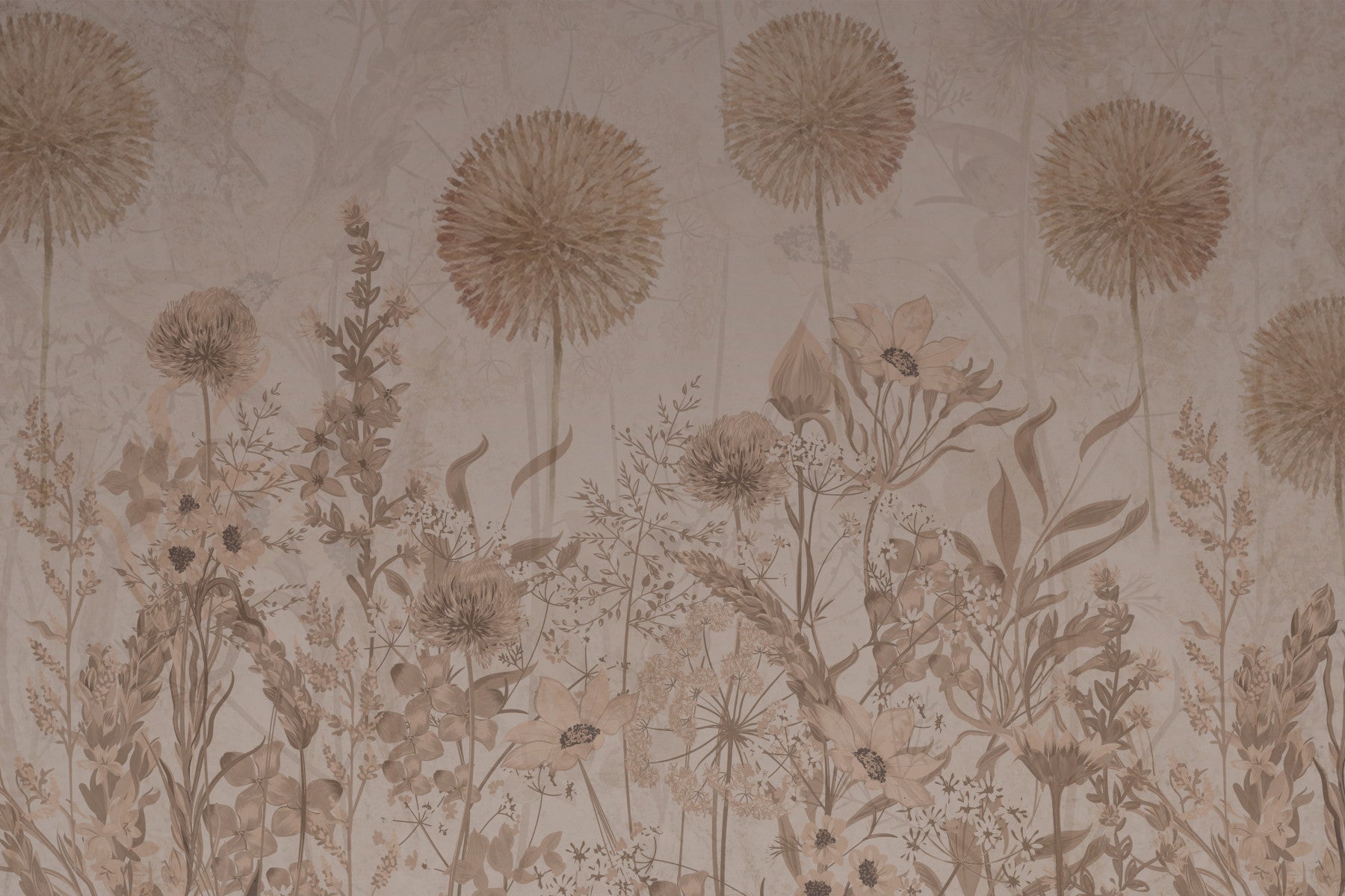 Neutral Bloom Garden Wall Mural