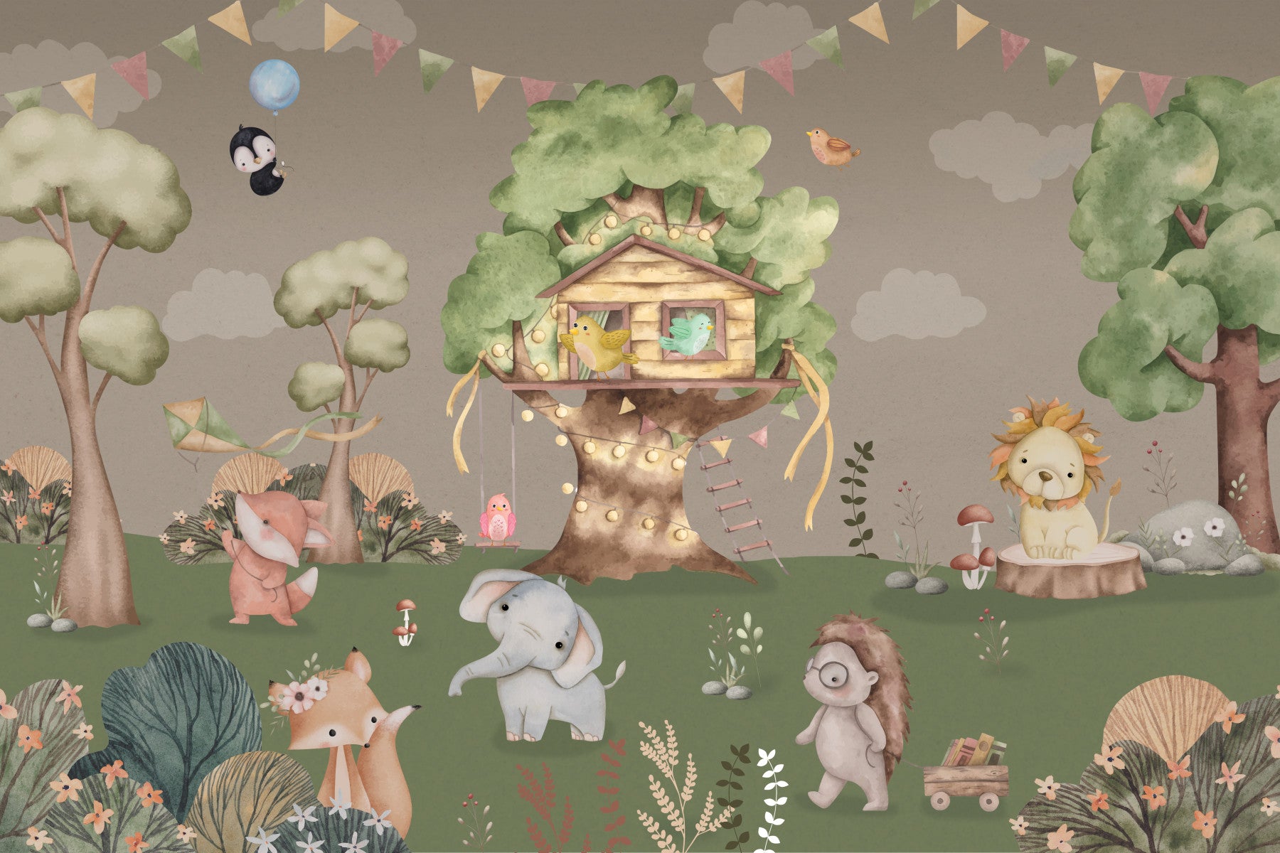 Playful Forest Glade Wall Mural