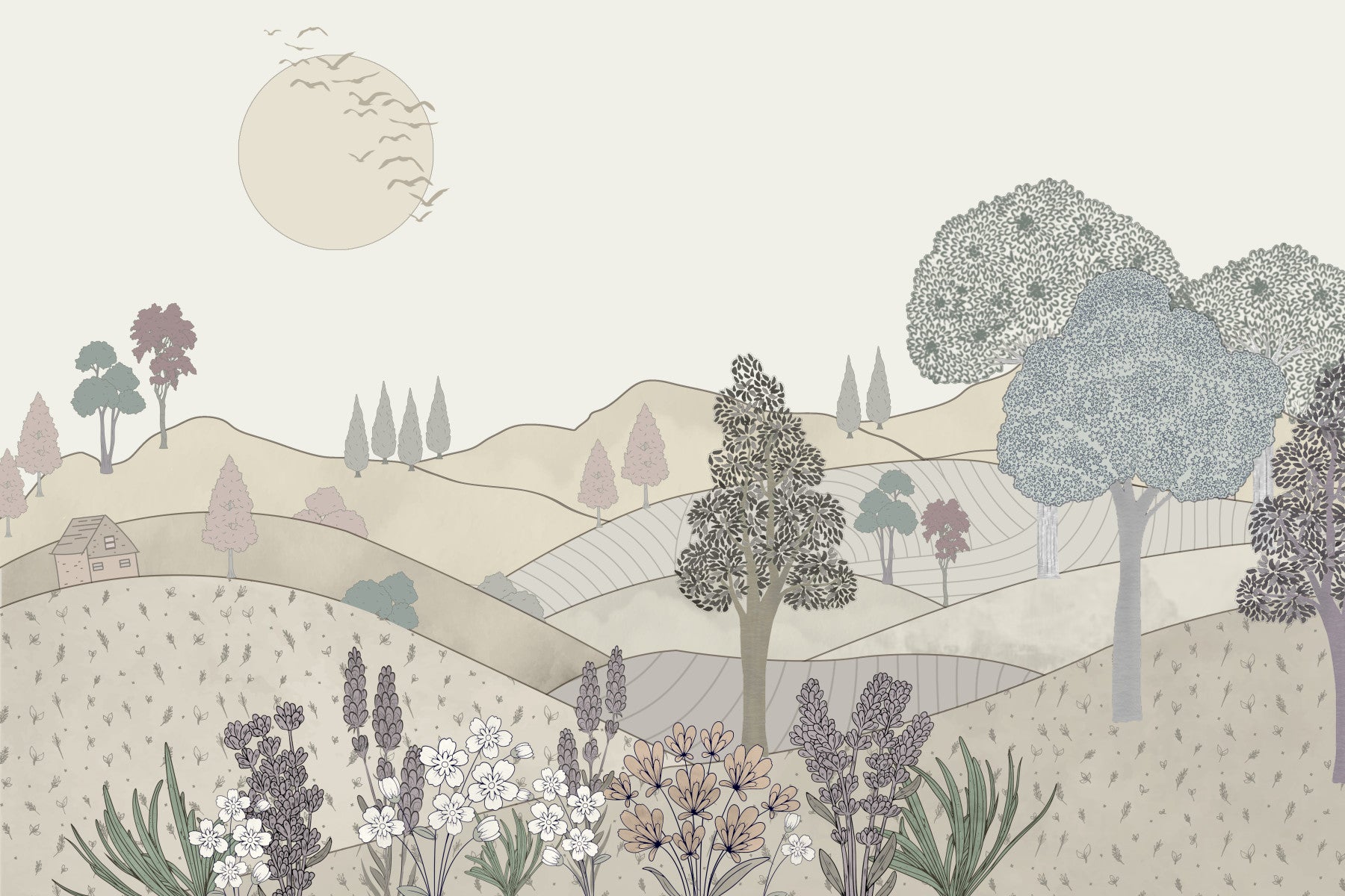 Vintage Bloomscape Wall Mural
