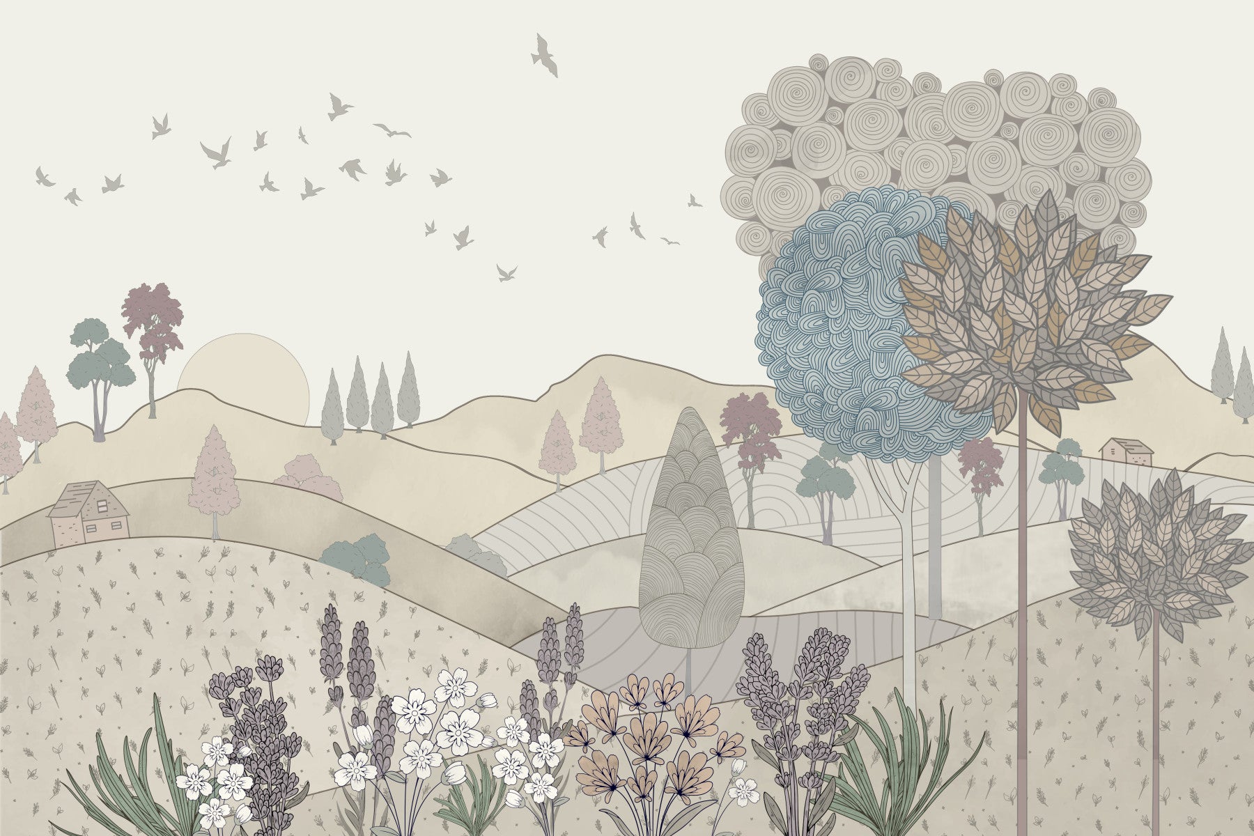 Drawn Dreamscape Wall Mural