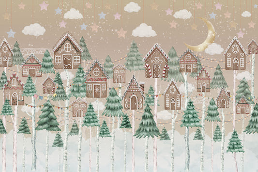 Winter Village Charm Wall Mural