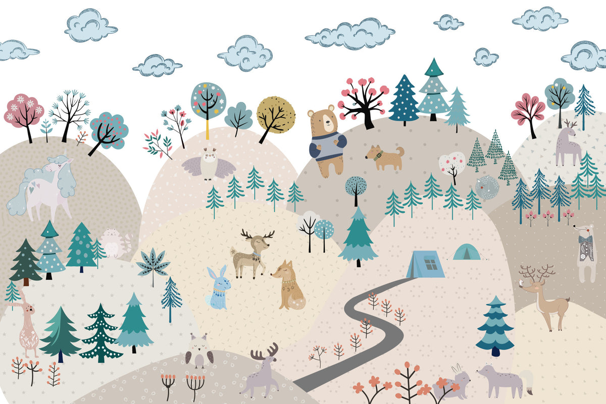 Enchanted Animal Adventure Wall Mural in your room — zoomed