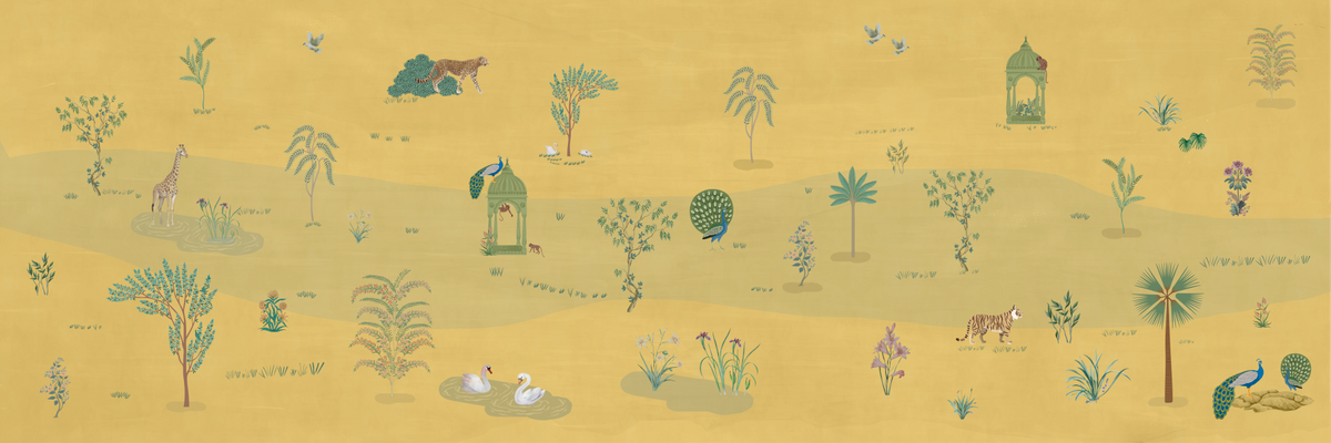 Golden Savannah Wall Mural in your room — zoomed