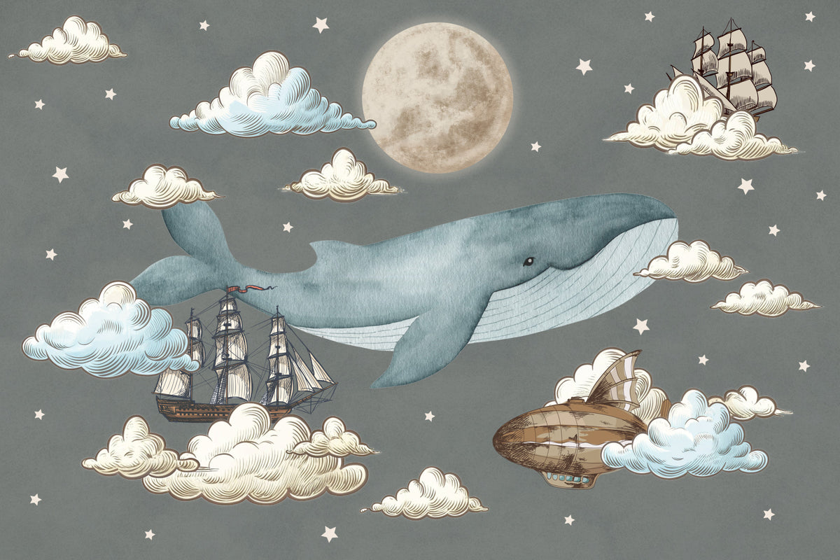 Whimsical Skybound Wall Mural