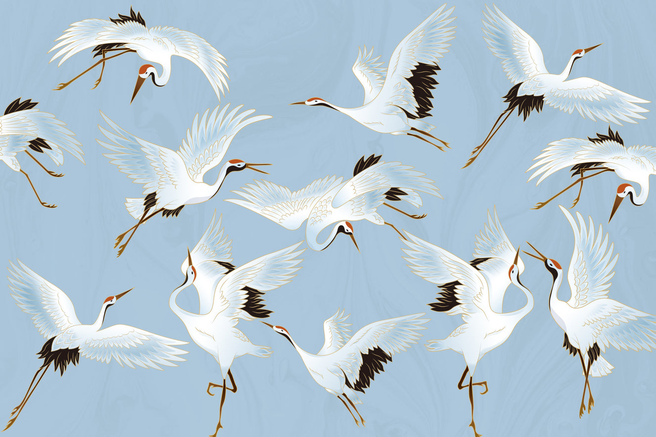 Soaring Cranes Wall Mural