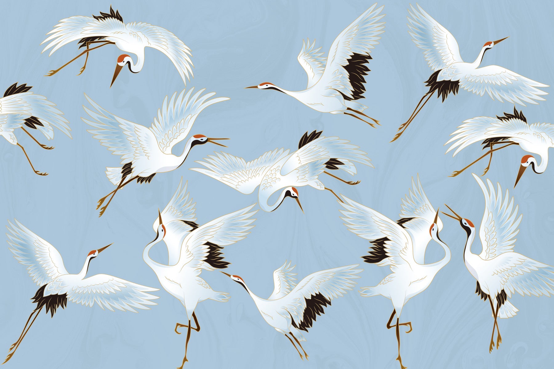 Soaring Cranes Wall Mural