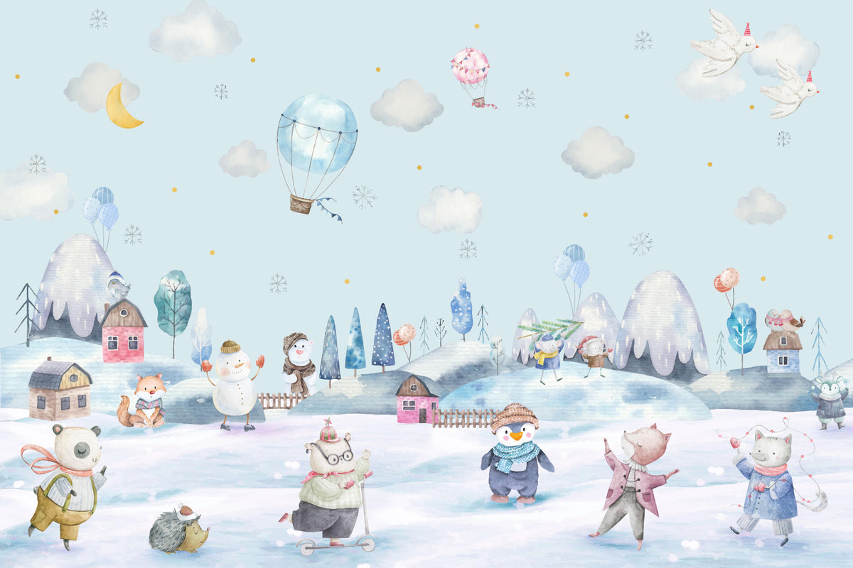 Winter Whimsy Wallpaper Wall Mural in your room — zoomed