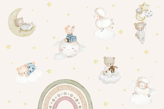 Sweet Dreams Rainbow Nursery Wall Mural