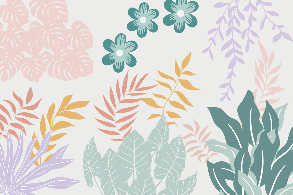 Boho Bloom Wallpaper Wall Mural in your room — zoomed