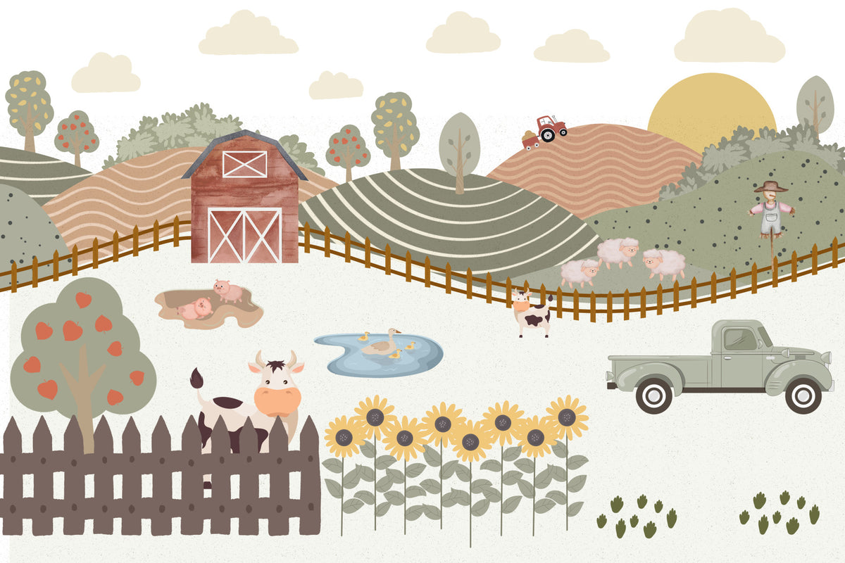 Farm Life Fun Wall Mural in your room — zoomed