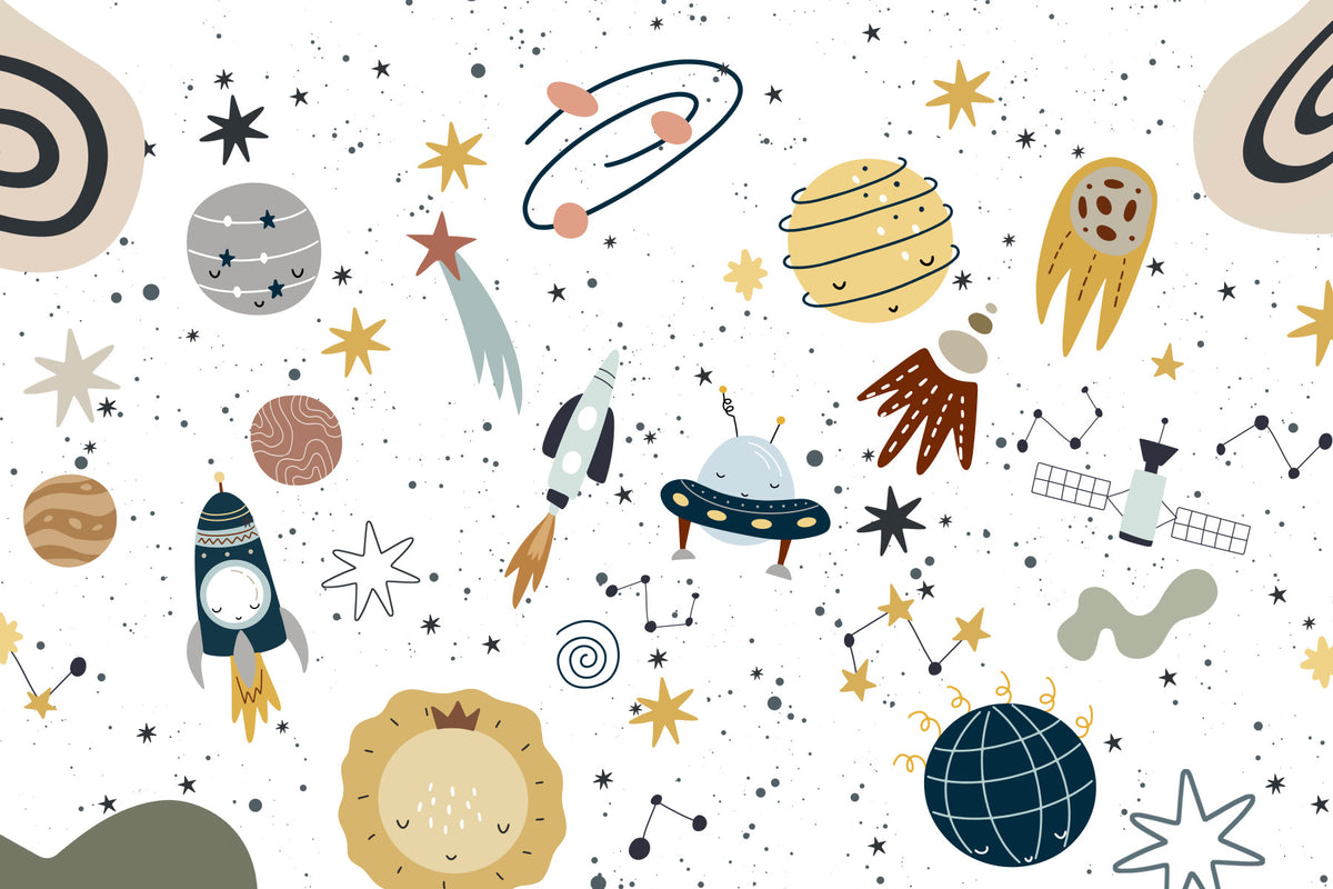 Cosmic Cuties Wall Mural in your room — zoomed