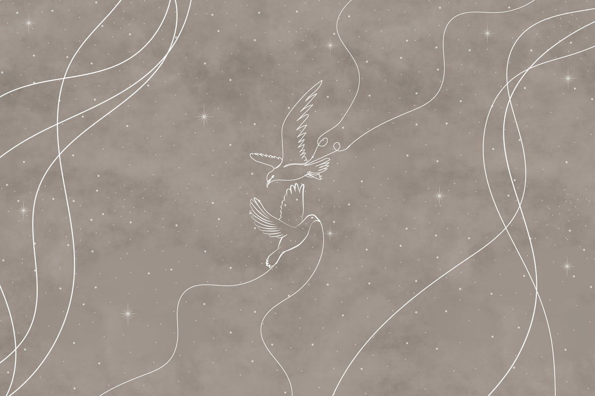 Celestial Doves Wall Mural in your room — zoomed