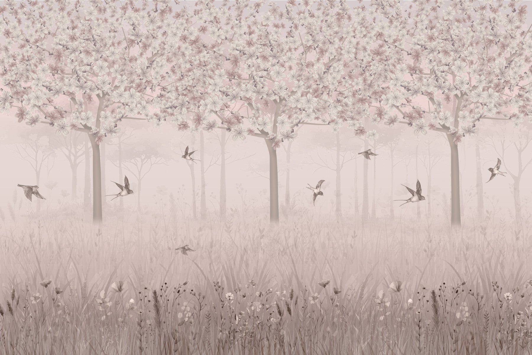Tranquil Bloom Flight Wall Mural