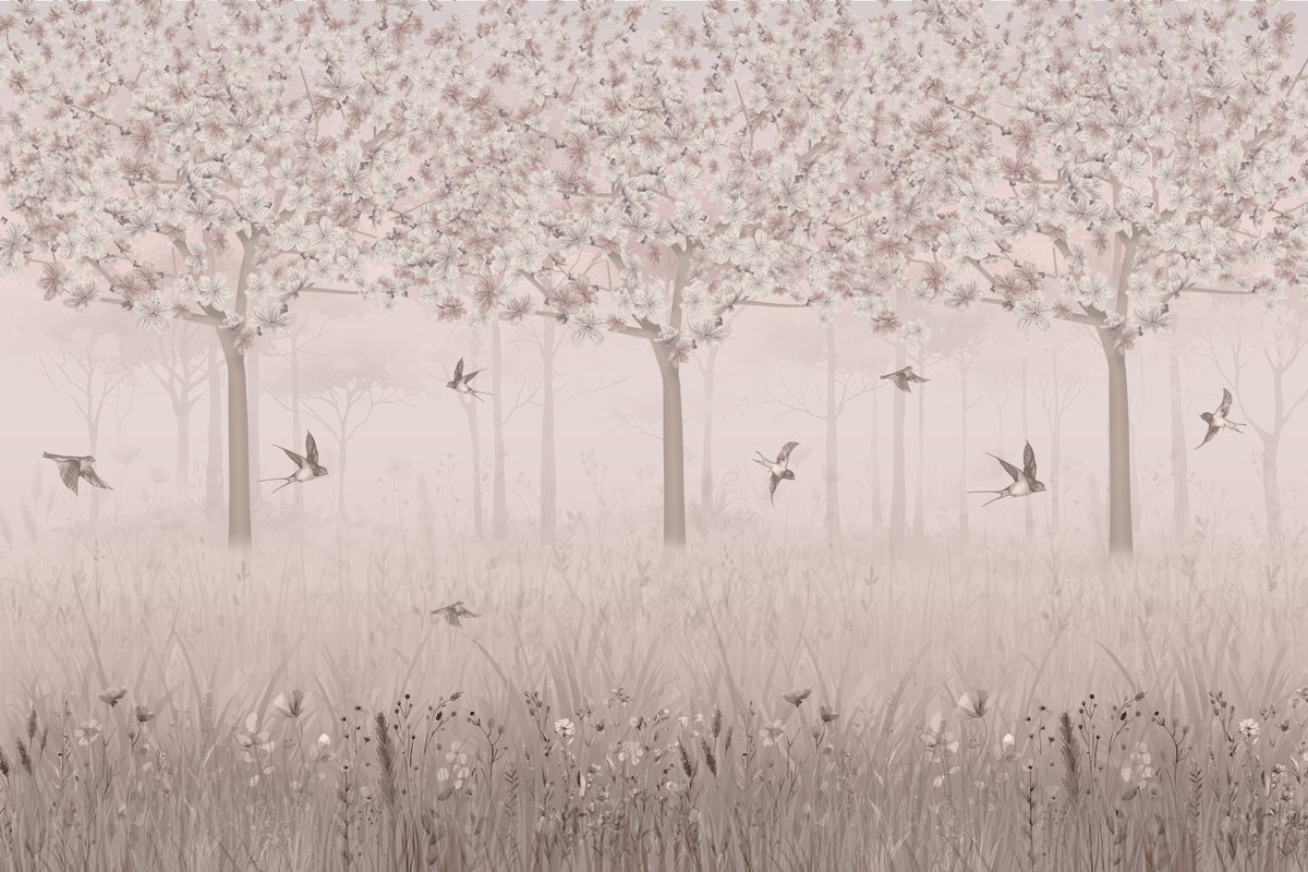 Tranquil Bloom Flight Wall Mural in your room — zoomed