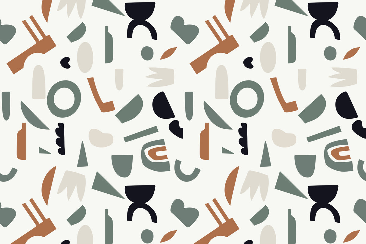 Abstract Organic Shapes Wall Mural in your room — zoomed