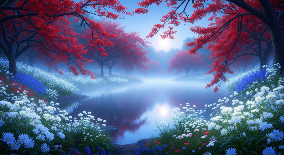 Crimson Dreams Lake Wall Mural