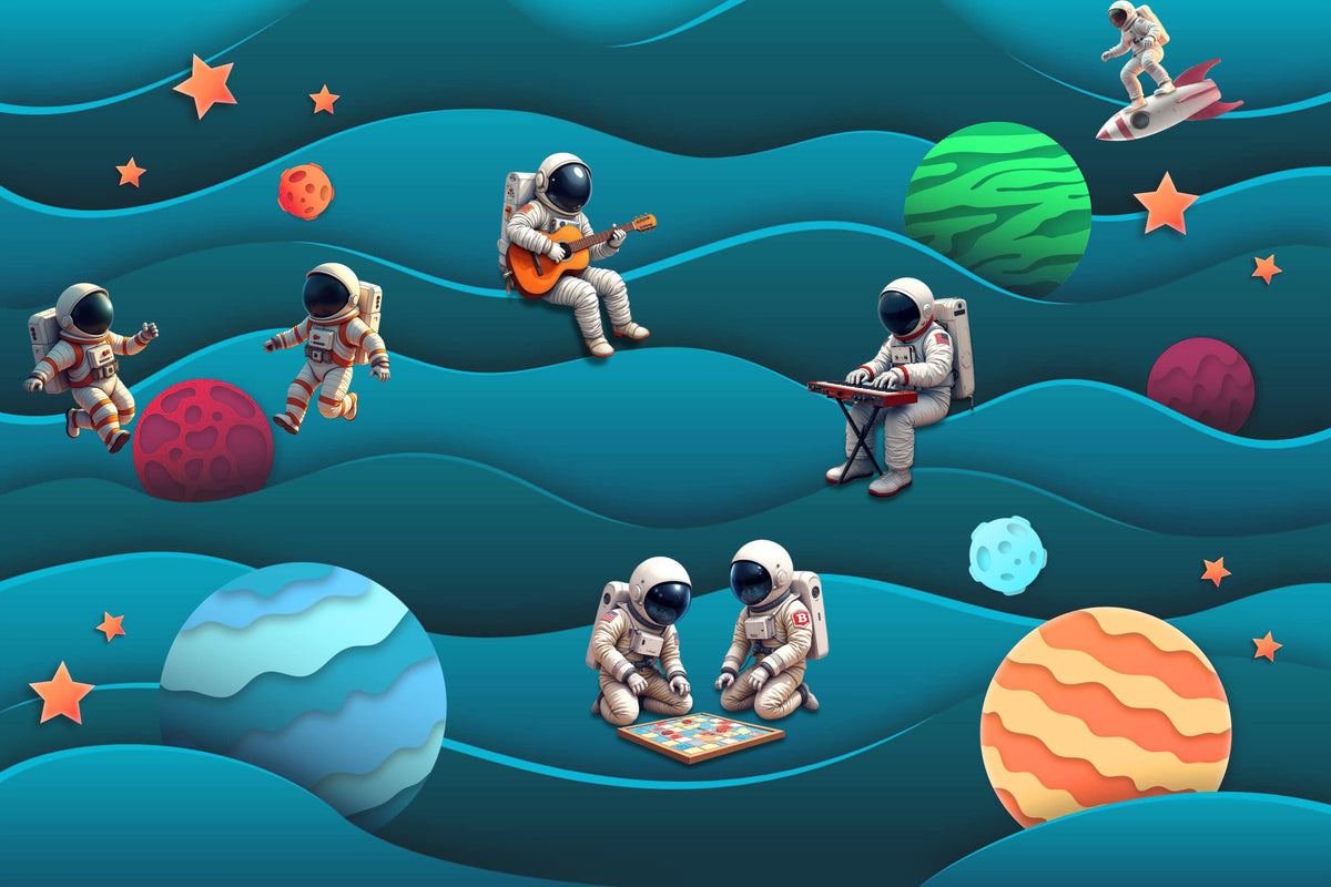 Cosmic Crew Space Jam Wall Mural in your room — zoomed