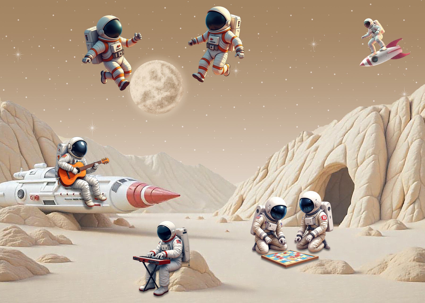 Moon Tunes Cosmic Crew Wall Mural