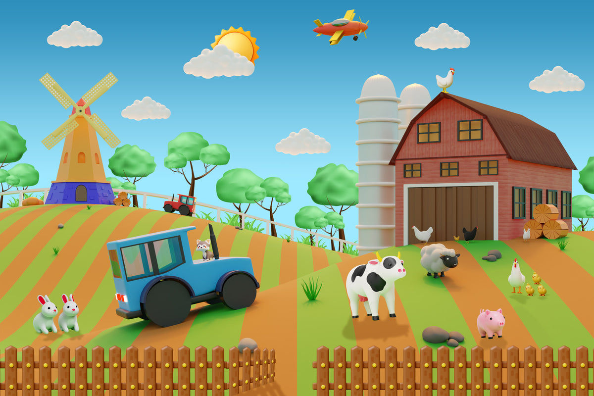 Cartoon Farm Fun Wall Mural