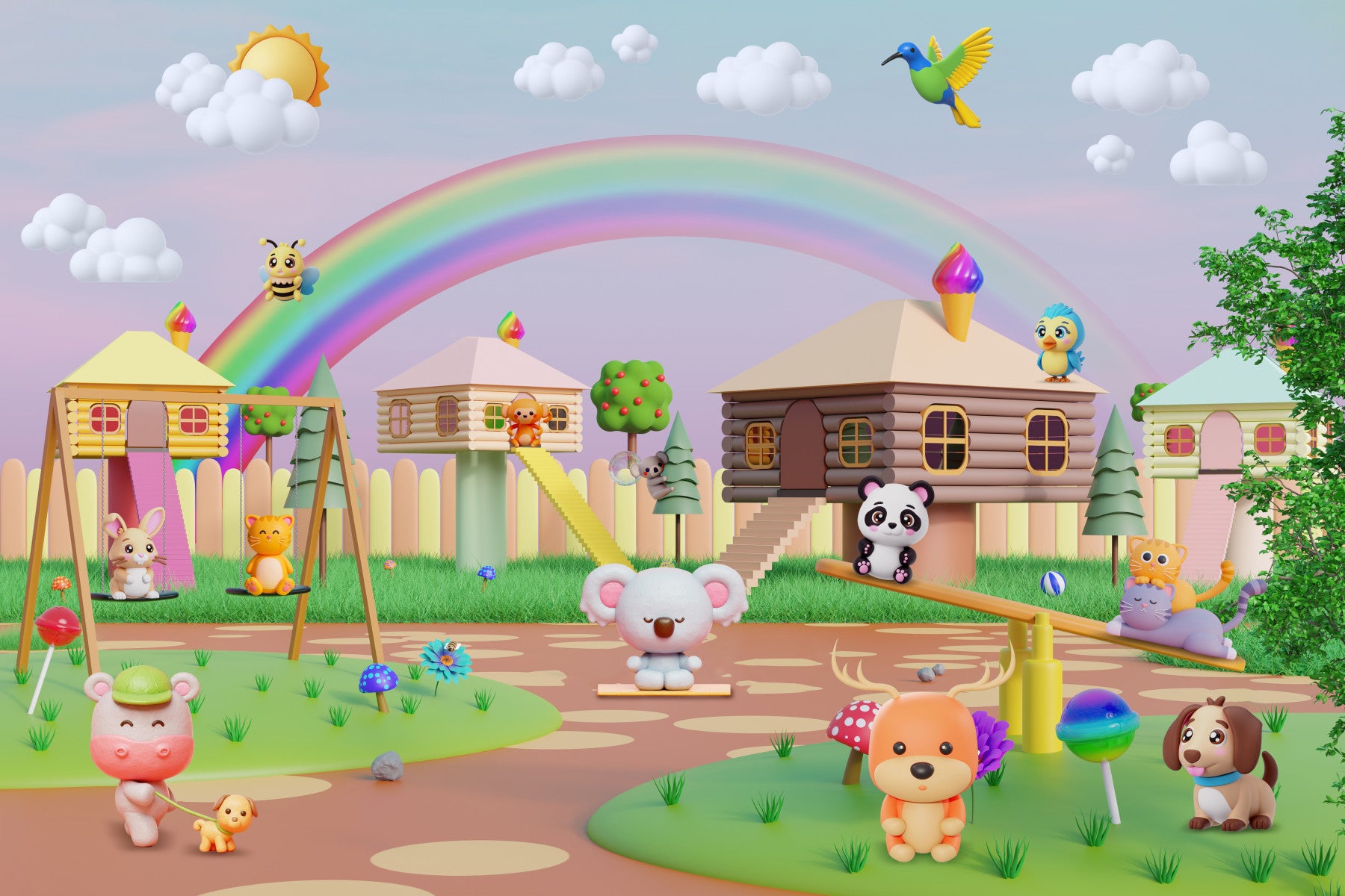 Cartoon Cuties Carnival Wall Mural