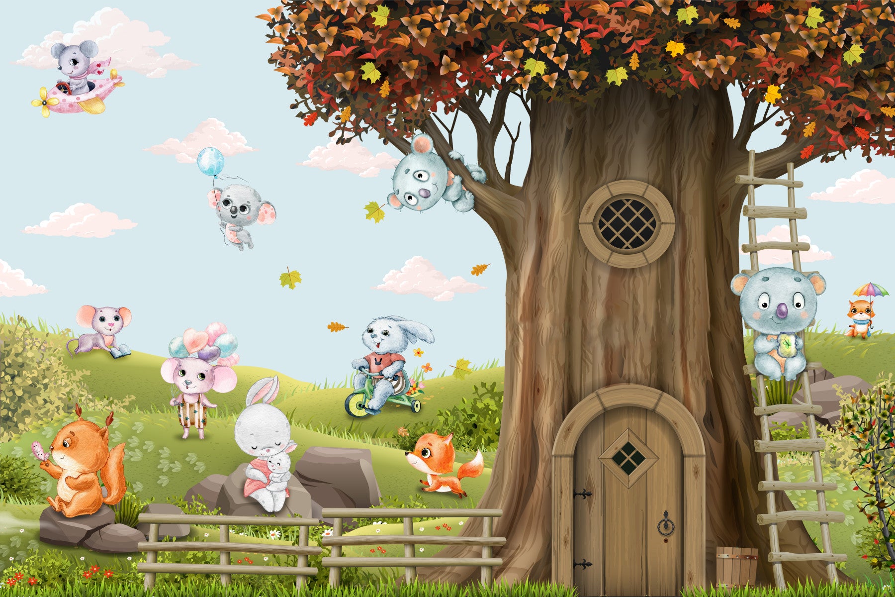 Forest Friends Adventure Wall Mural in your room — zoomed
