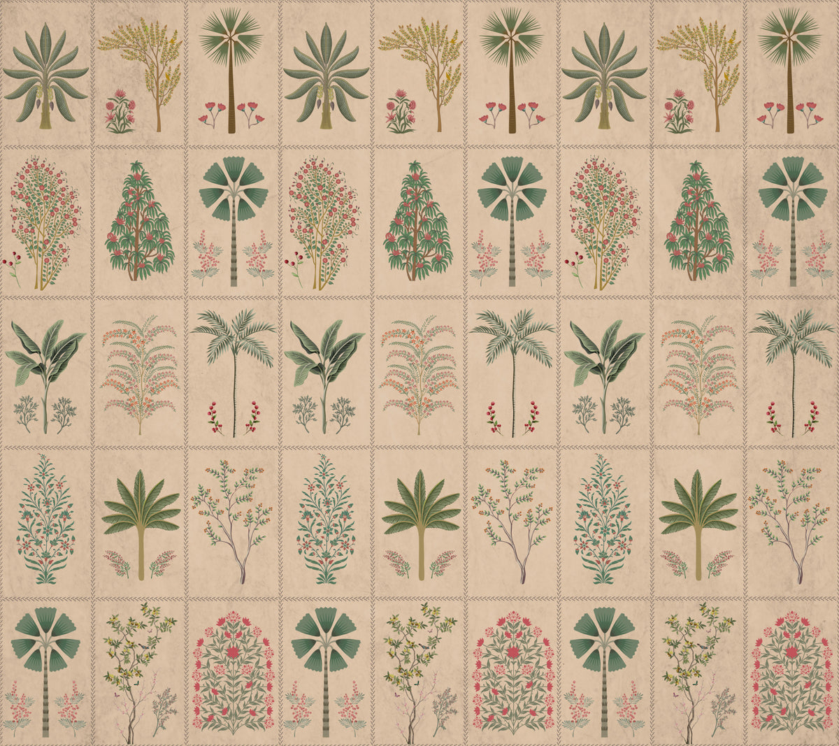 Vintage Garden Tile Wall Mural in your room — zoomed