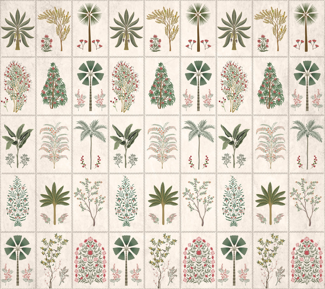 Botanical Block Print Wall Mural
