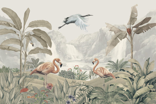 Tranquil Flamingo Paradise Wall Mural