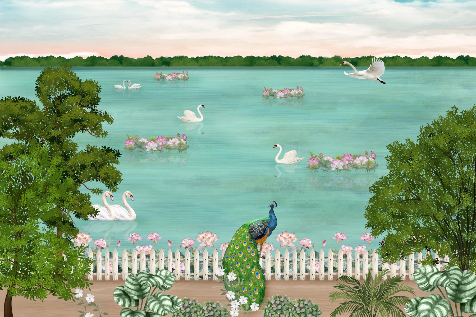 Swan Lake Dream Wall Mural