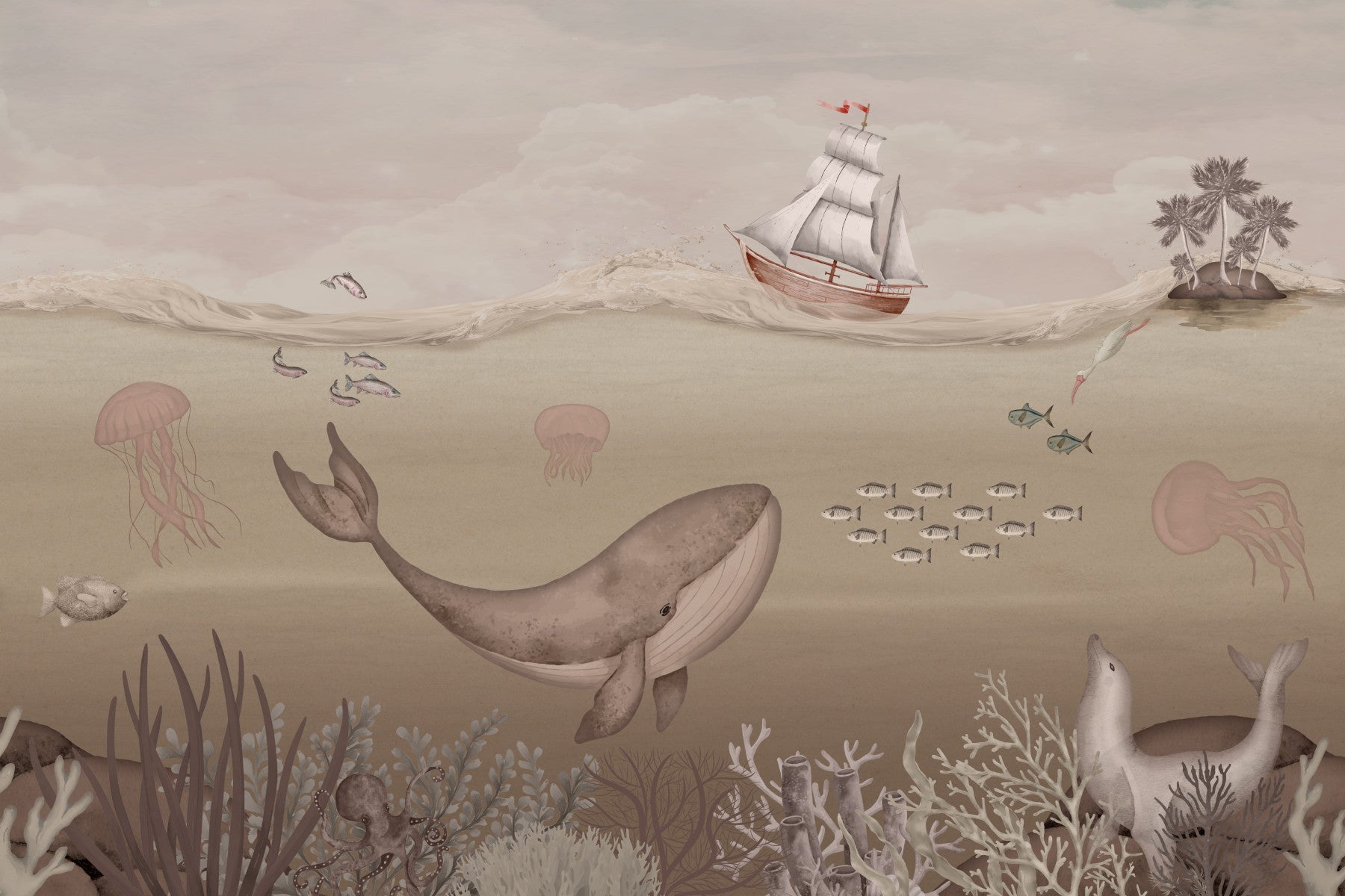 Whale's Journey Wall Mural