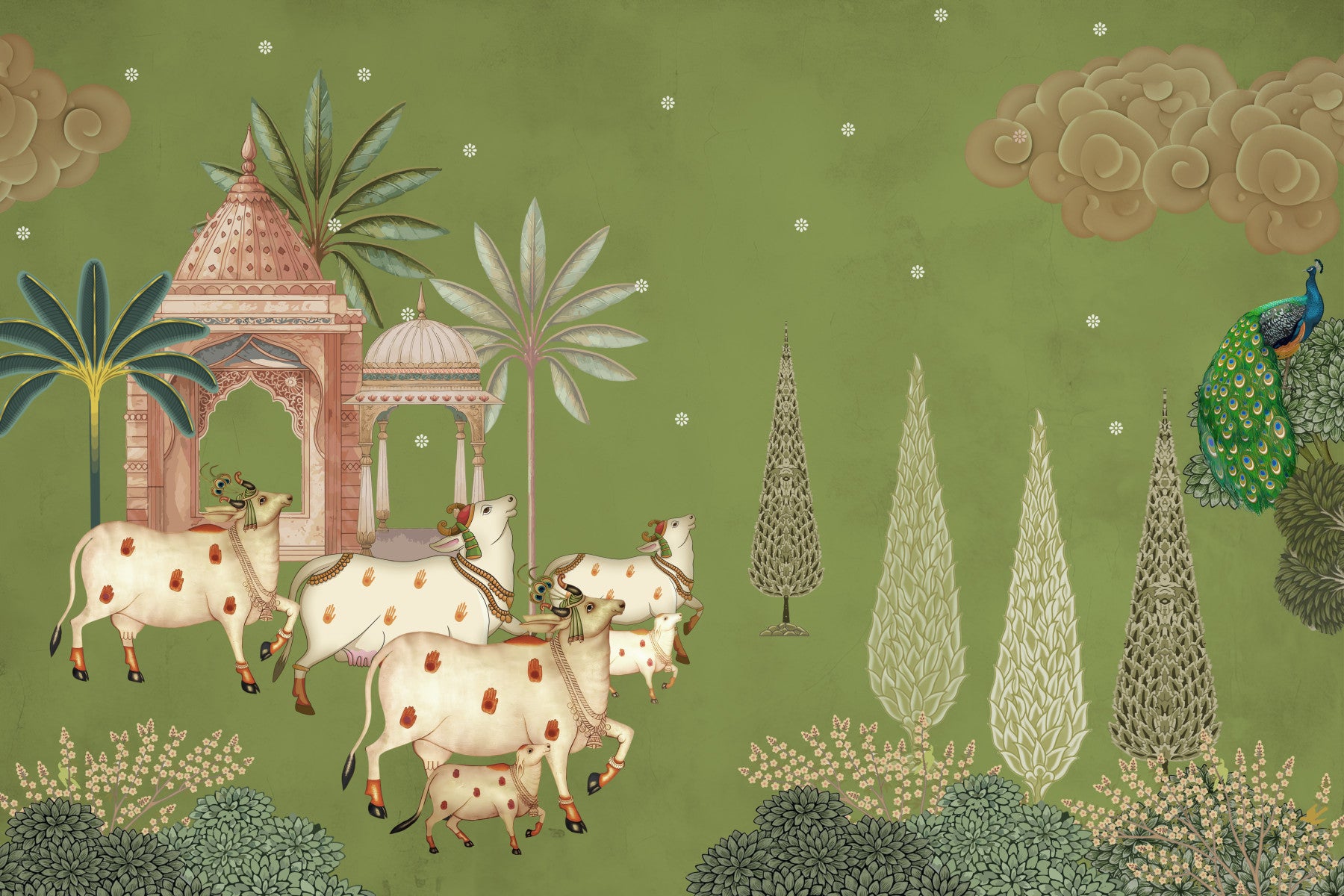Pichwai Darshan Wall Mural