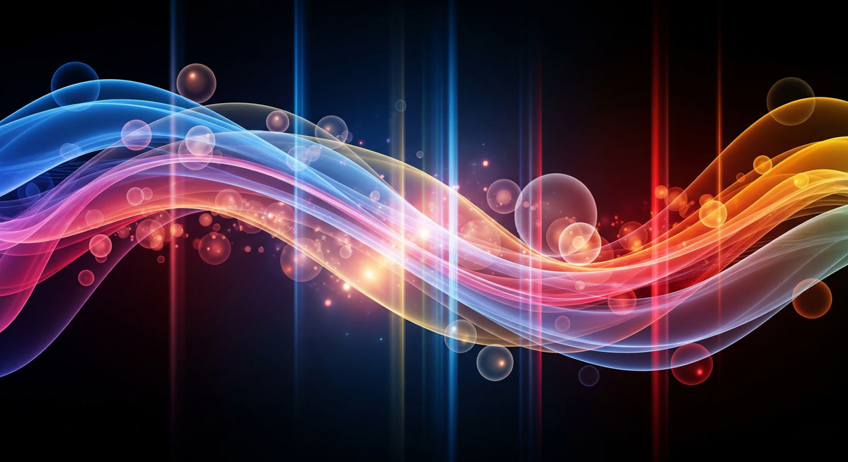Luminous Waves Wall Mural in your room — zoomed